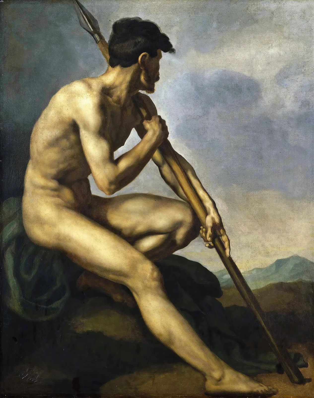 Nude Warrior with a Spear av Théodore Géricault