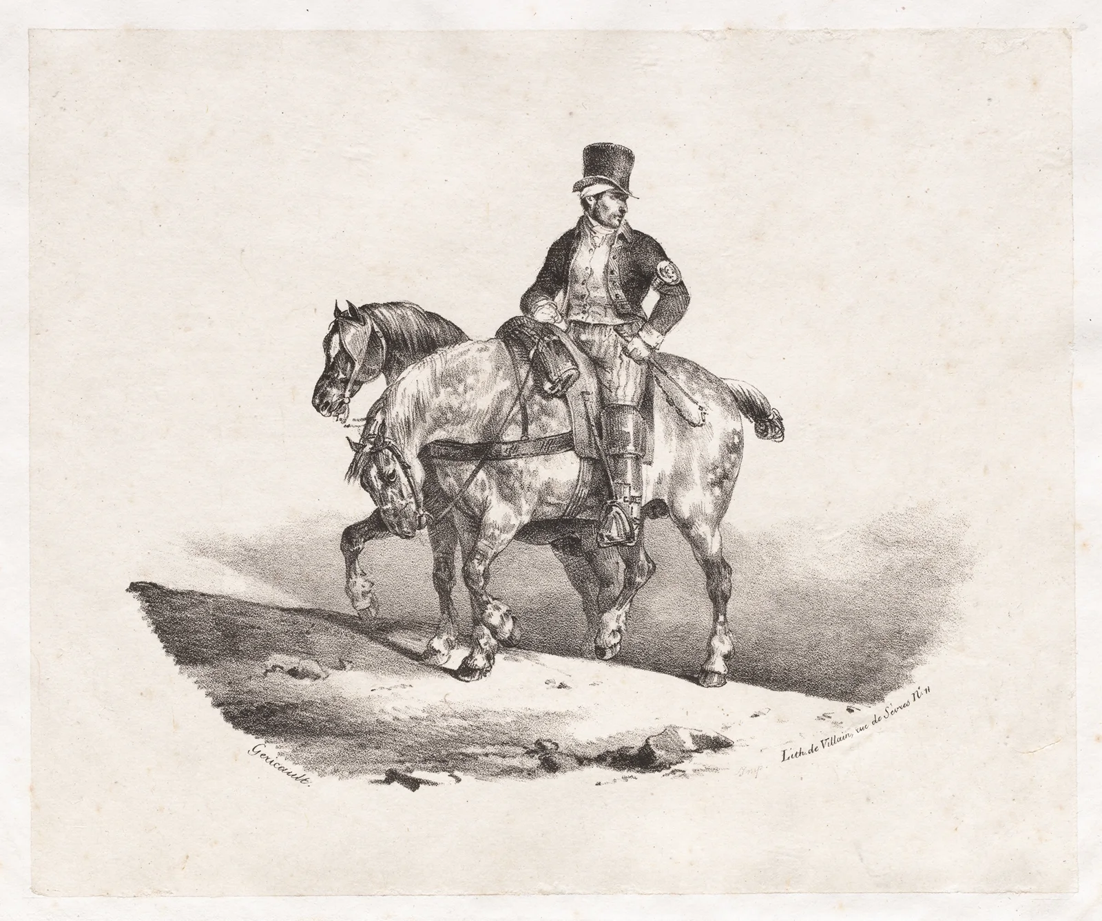 Postman or Two Harnessed Horses av Théodore Géricault