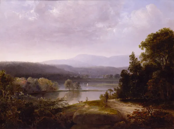 River View with Hunters and Dogs av Thomas Doughty