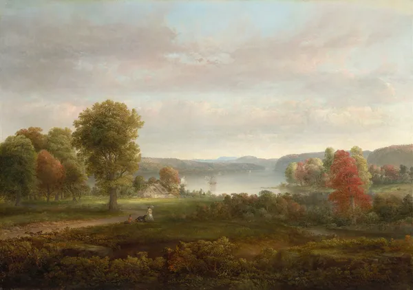 View on the Hudson in Autumn av Thomas Doughty