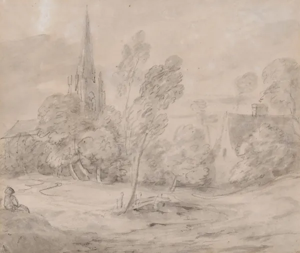 A Church in a Wooded Landscape av Thomas Gainsborough