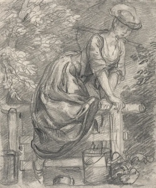 A Milkmaid Climbing a Stile av Thomas Gainsborough