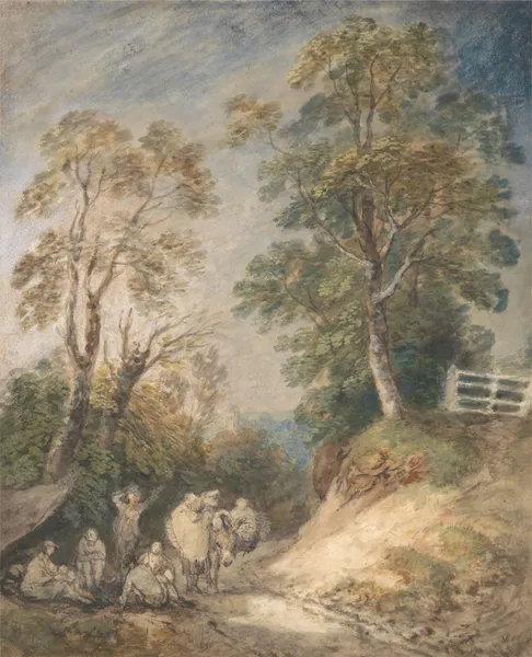 Country Lane with Gypsies Resting av Thomas Gainsborough
