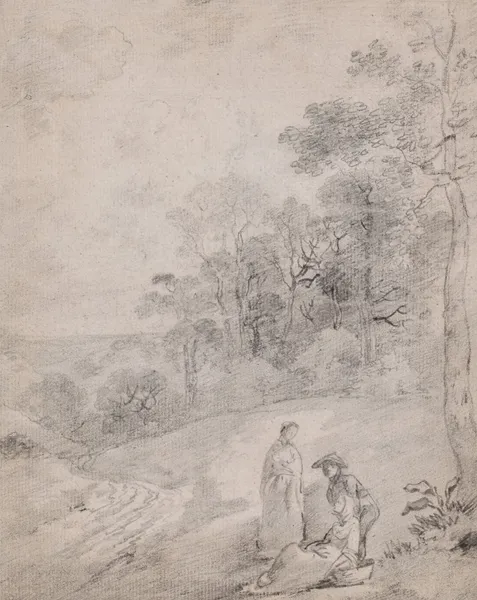 Figures By a Track Through a Wooded Landscape av Thomas Gainsborough