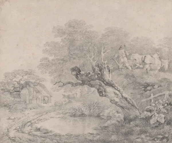 Landscape with a Decayed Willow over a Pool av Thomas Gainsborough