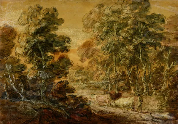 Wooded Landscape with Herdsman and Cattle av Thomas Gainsborough