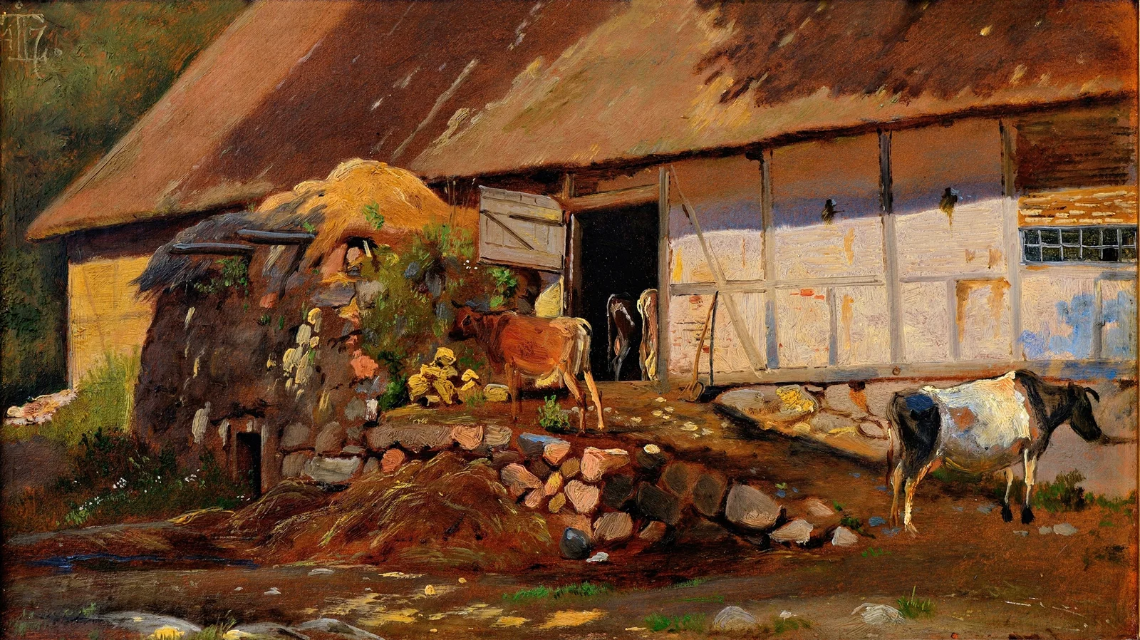 Outside the cowshed av Johan Thomas Lundbye