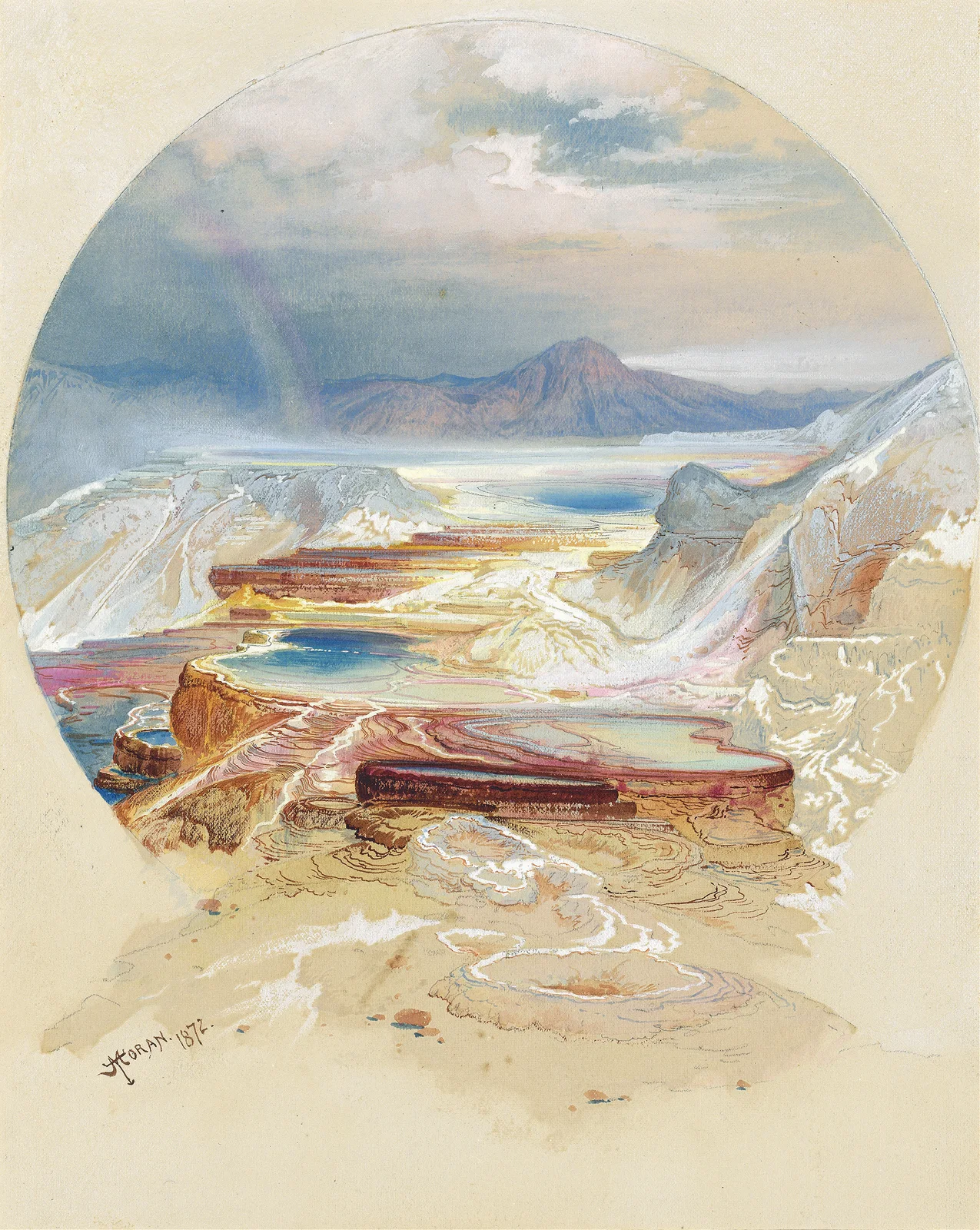 Minerva Terrace, Yellowstone av Thomas Moran