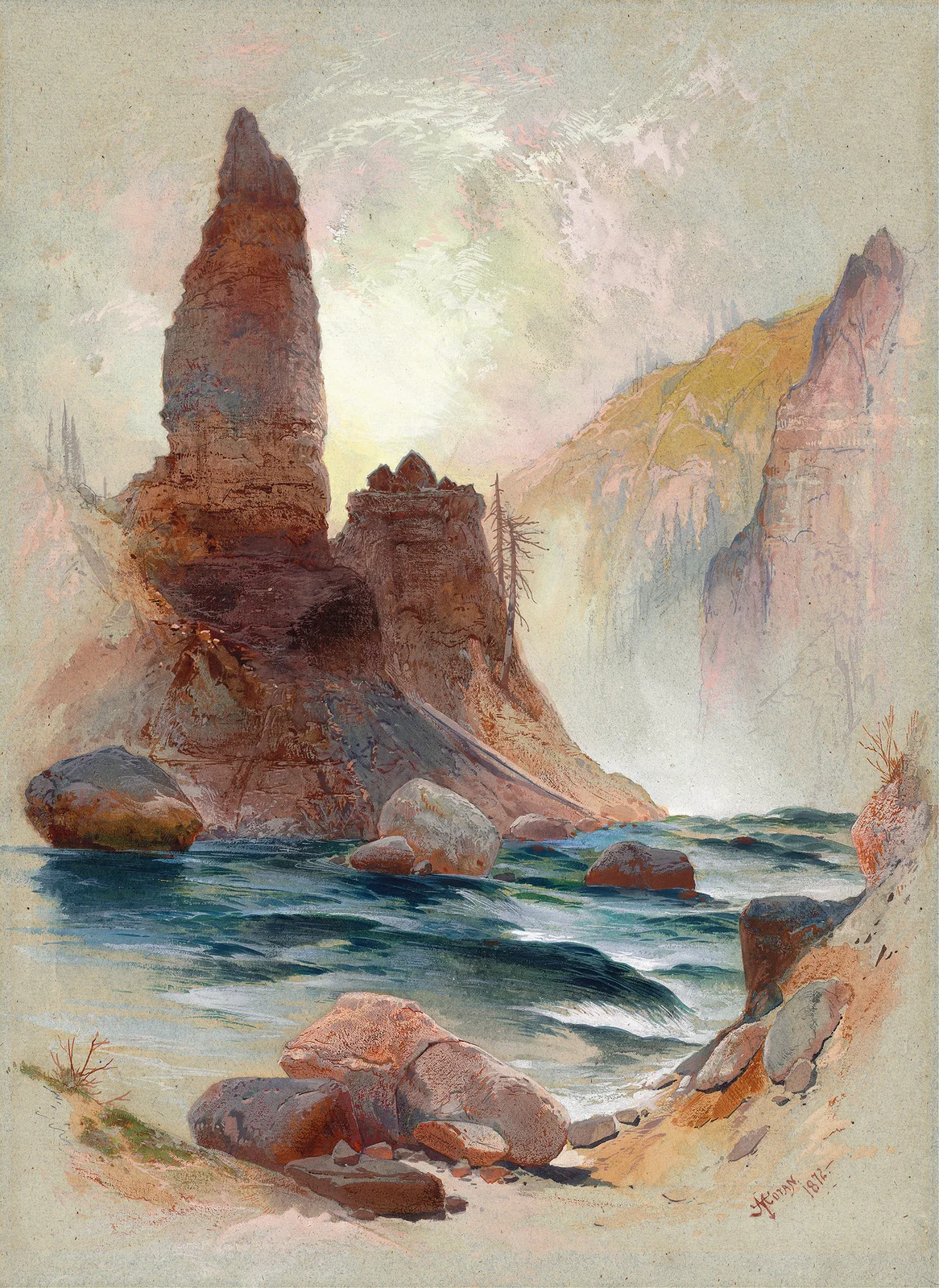 Tower at Tower Falls, Yellowstone av Thomas Moran
