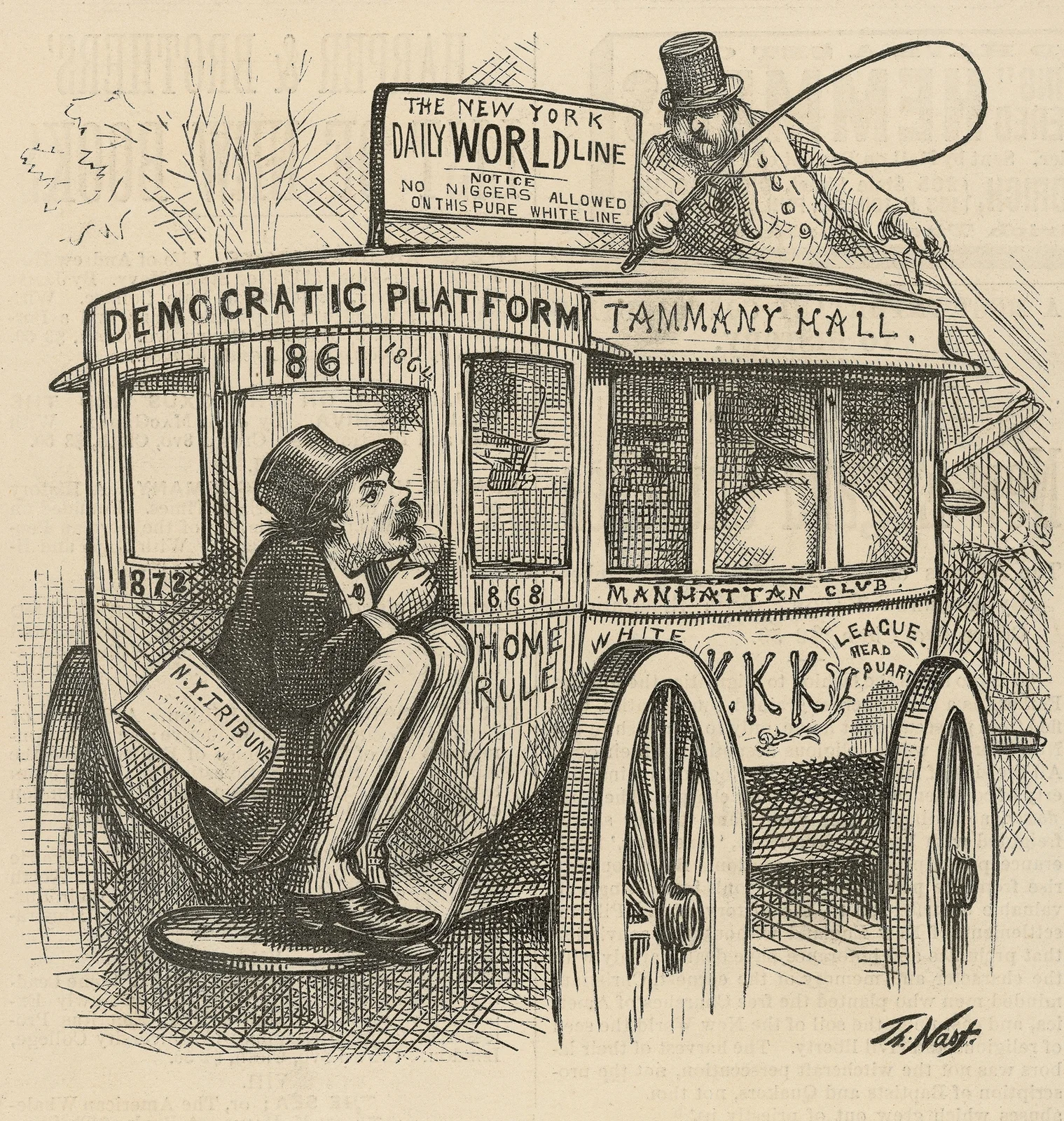 Cut behind! (All the world’s a stage) av Thomas Nast