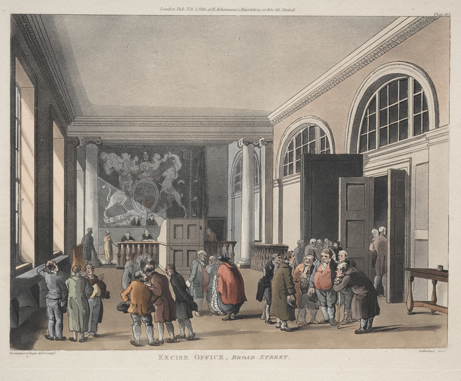 Excise Office, Broad Street av Thomas Rowlandson