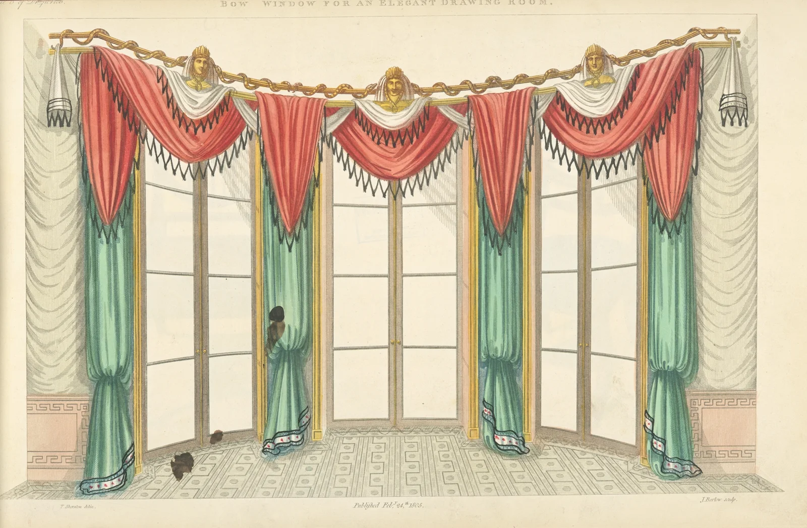 Bow window for an elegant drawing room. av Thomas Sheraton
