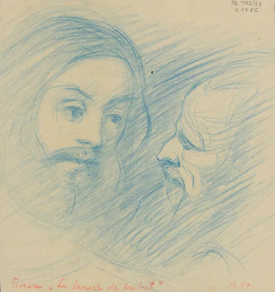 Two studies of Titian’s heads av Milan Thomka Mitrovský