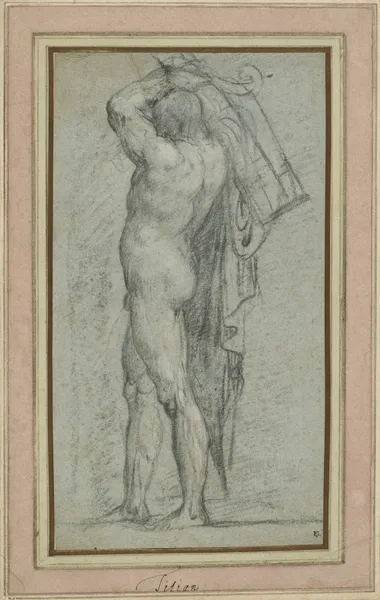 Nude Man Carrying a Rudder on His Shoulder av Titian