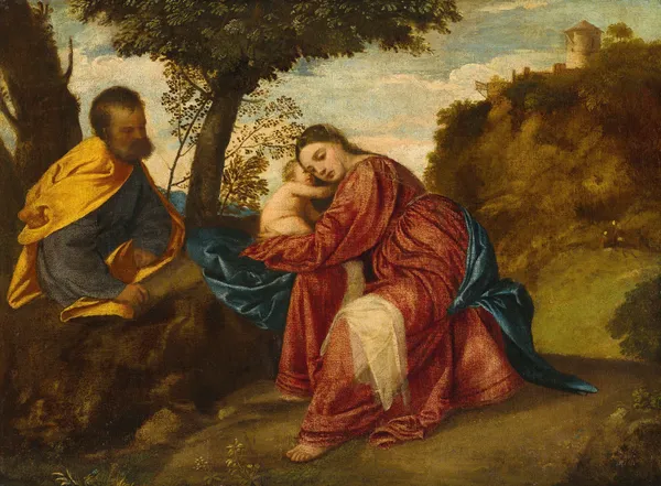 The Rest on the Flight into Egypt av Titian