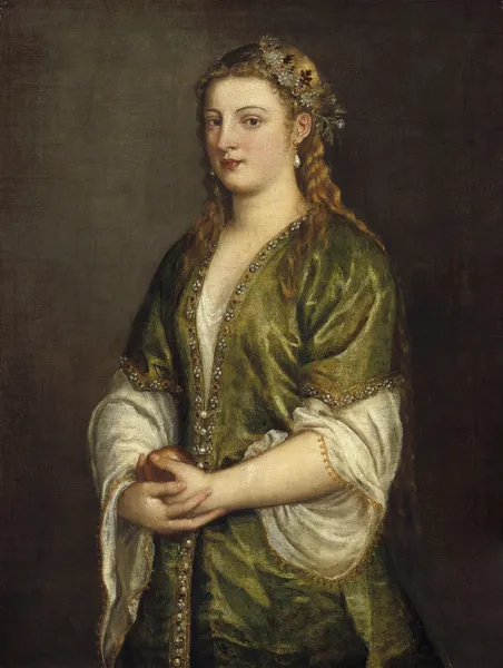 Woman Holding an Apple av Titian