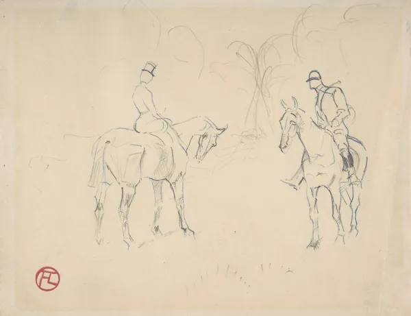 A Woman and a Man on Horseback av Henri de Toulouse-Lautrec