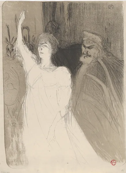 Bartet and Mounet-Sully, in Antigone av Henri de Toulouse-Lautrec