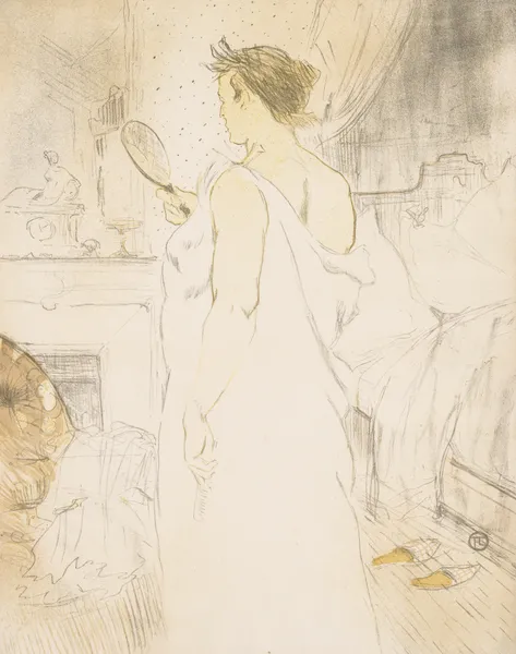 Elles: Woman with a Hand Mirror av Henri de Toulouse-Lautrec