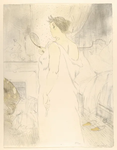 Looking in a Mirror av Henri de Toulouse-Lautrec