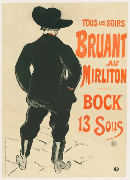 Tous les soirs Bruant au Mirliton – Bock 13 sous av Henri de Toulouse-Lautrec