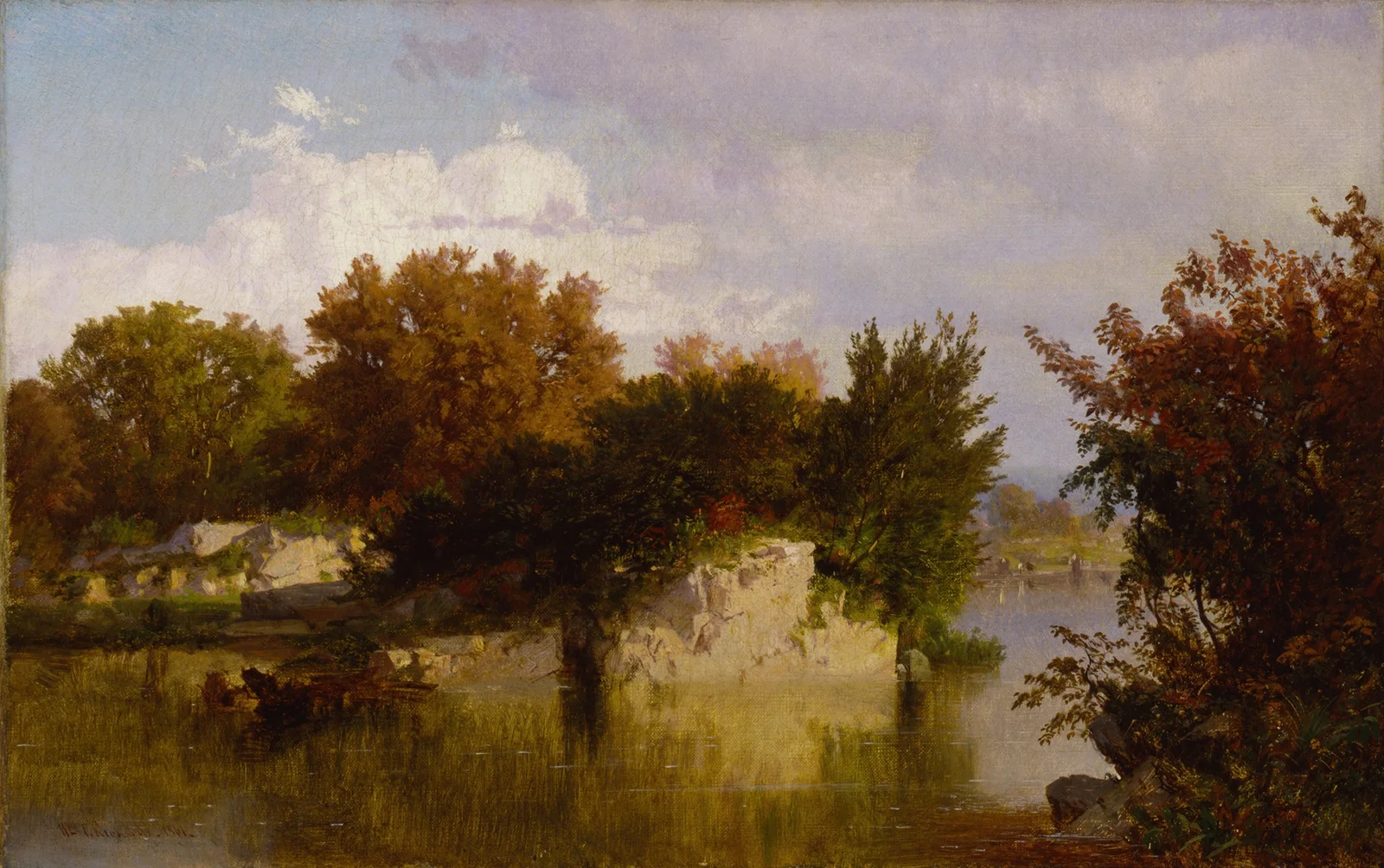 Trees along Stream in Fall av William Trost Richards
