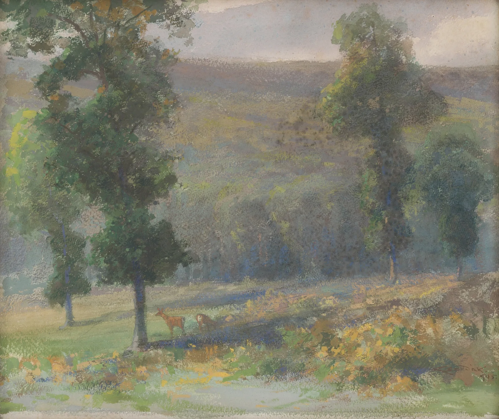 A grove with deer av Ľudovít Čordák