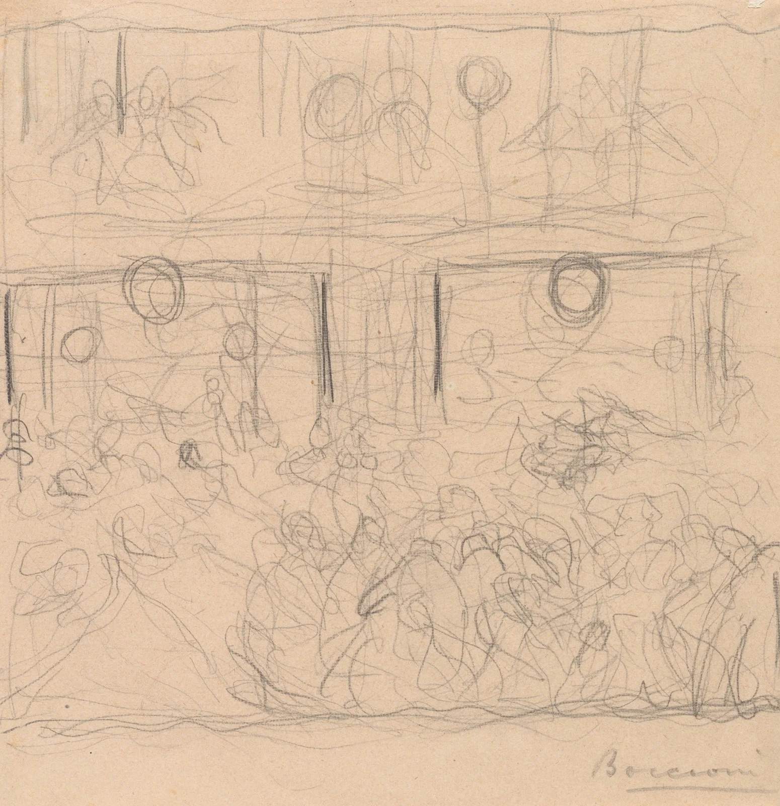 Study for ‘The Riot’ av Umberto Boccioni