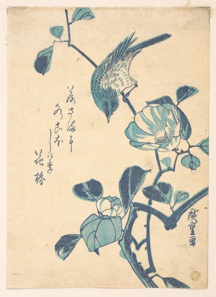 Camellia and Bird av Utagawa Hiroshige