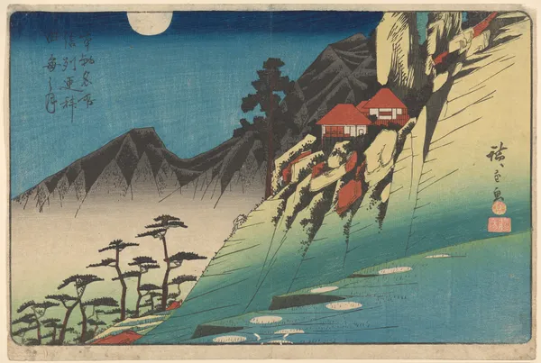 Hillside, Houses, Dark Mountains av Utagawa Hiroshige