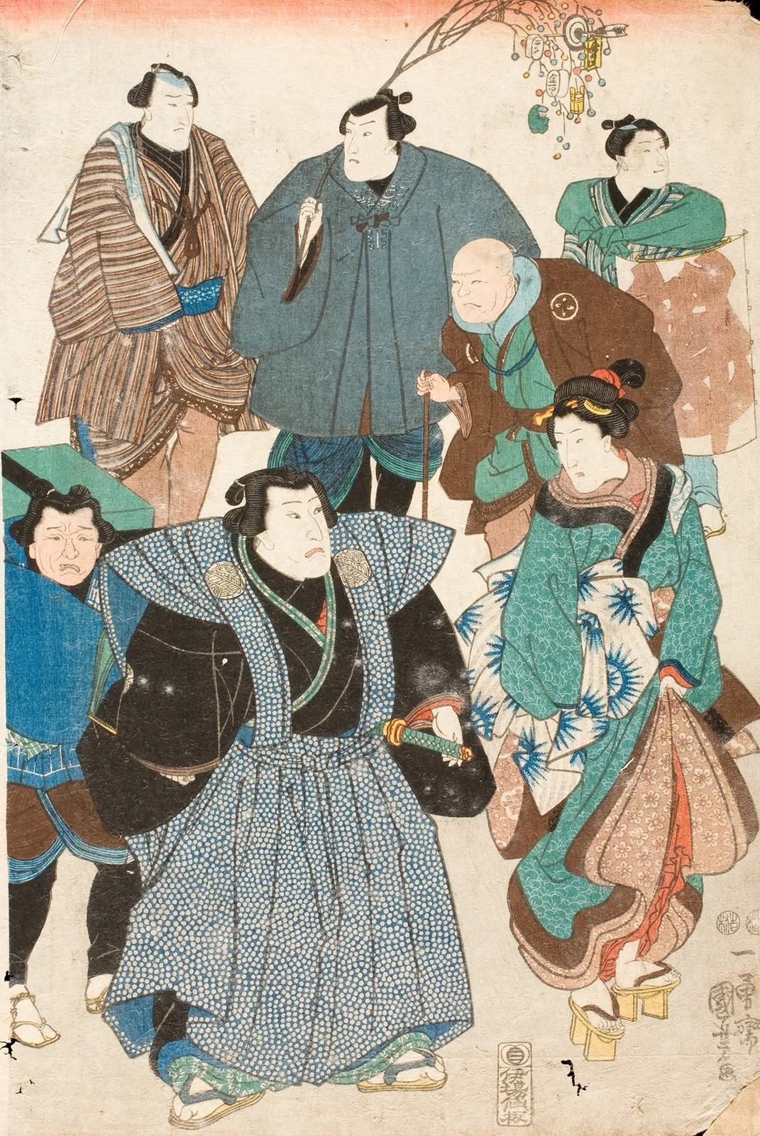 Celebrating Spring (Kabuki Actors Disguised as a Street Crowd) av Utagawa Kuniyoshi
