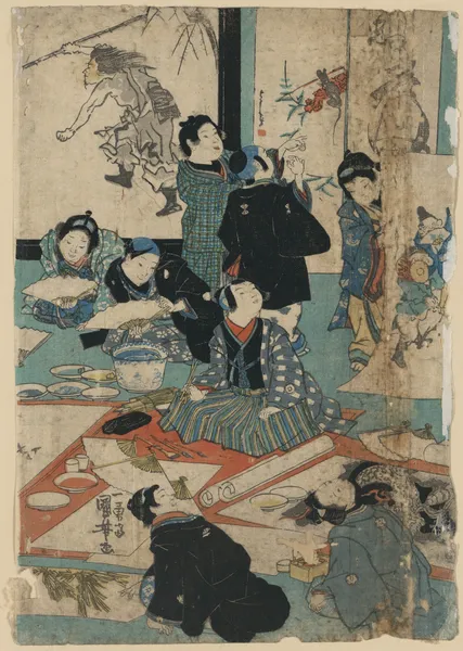E o narau kodomo tachi av Utagawa Kuniyoshi