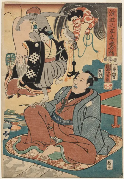 The Strange Occurrence of Ukiyo Matahei and his Famous Paintings av Utagawa Kuniyoshi