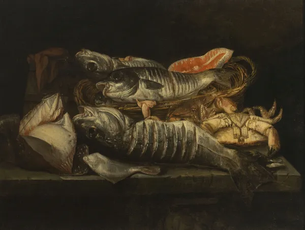 Still Life with Fish and Crustaceans on a Table av Abraham van Beyeren