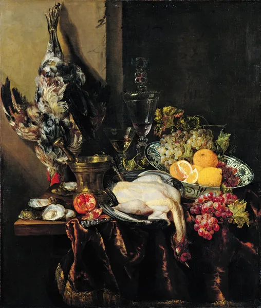 Still life with Fruit and Fowl av Abraham van Beyeren