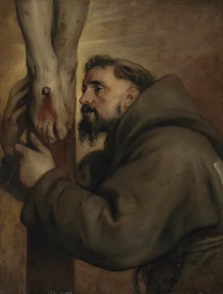 Saint Francis of Assisi at the foot of the Cross av Anthony van Dyck