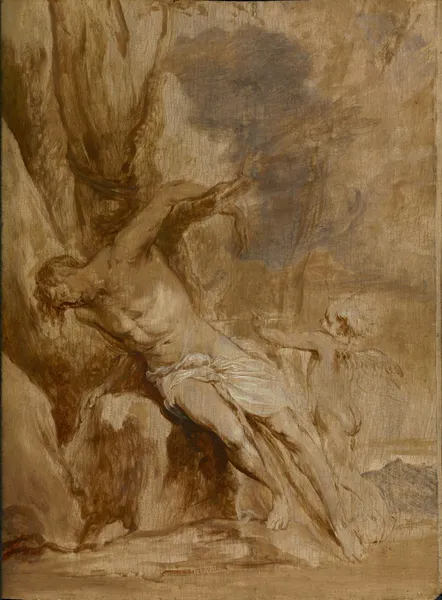 Saint Sebastian Tended by an Angel av Anthony van Dyck