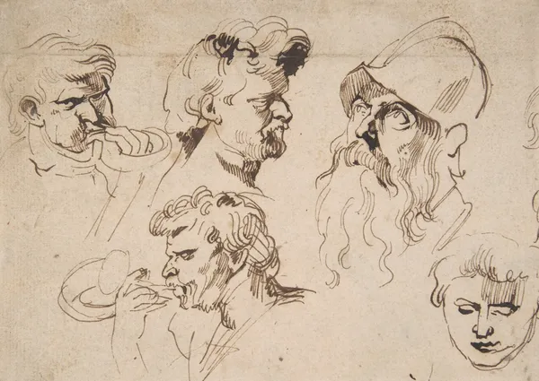 Sheet of Studies of Heads av Anthony van Dyck