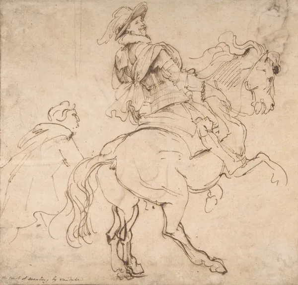 Study for an Equestrian Portrait, Possibly that of Albert de Ligne, Count of Arenberg av Anthony van Dyck