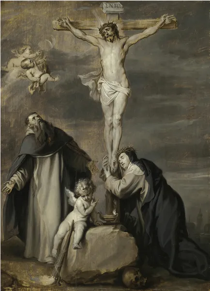 The Crucified Christ Adored By Saints Dominic And Catherine Of Siena av Anthony van Dyck