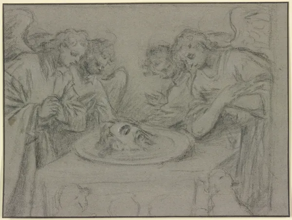 Vier Engel um das abgeschlagene Haupt Johannes’ des Täufers versammelt av Anthony van Dyck