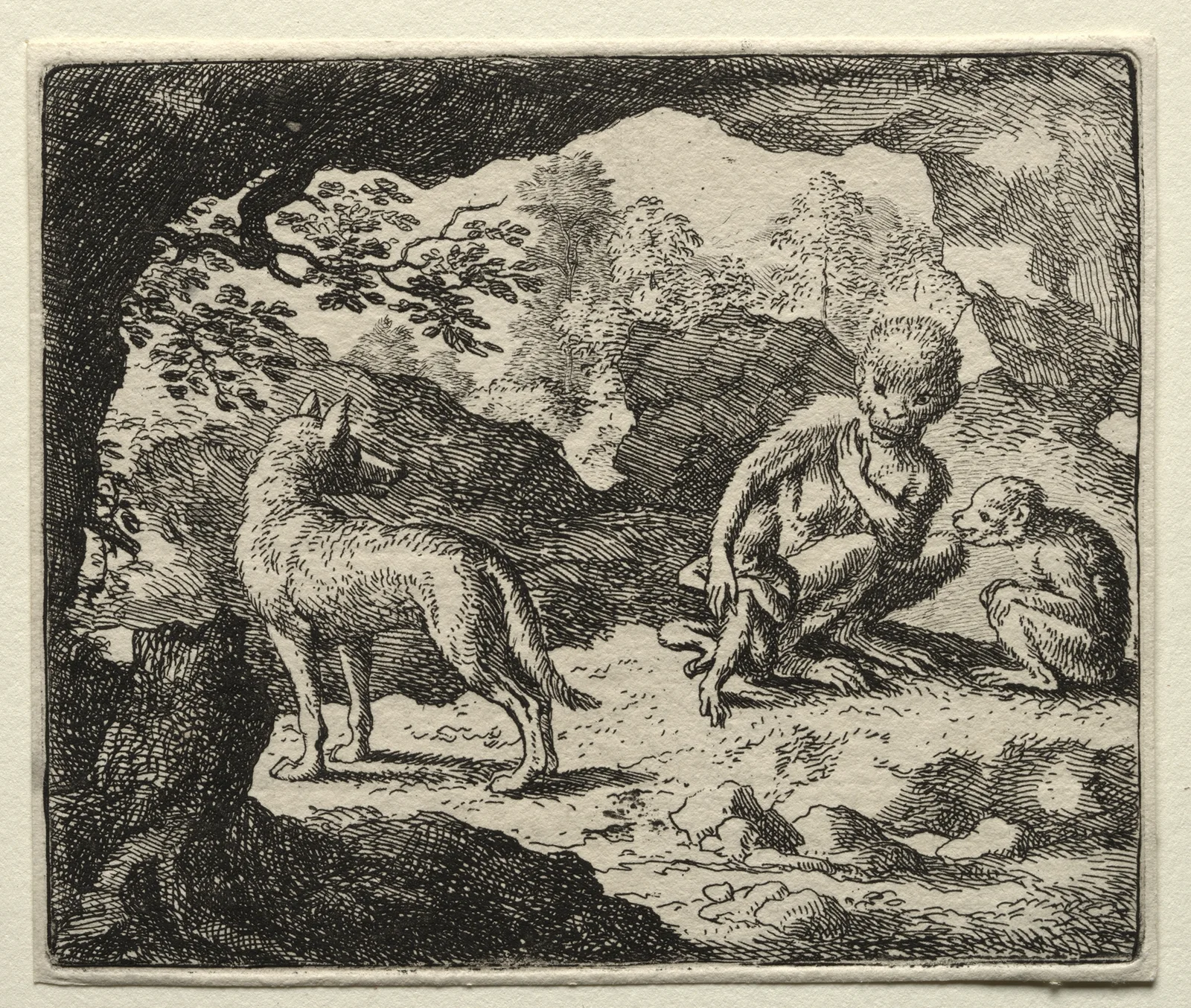 The Wolf in the Monkey’s Den av Allaert van Everdingen