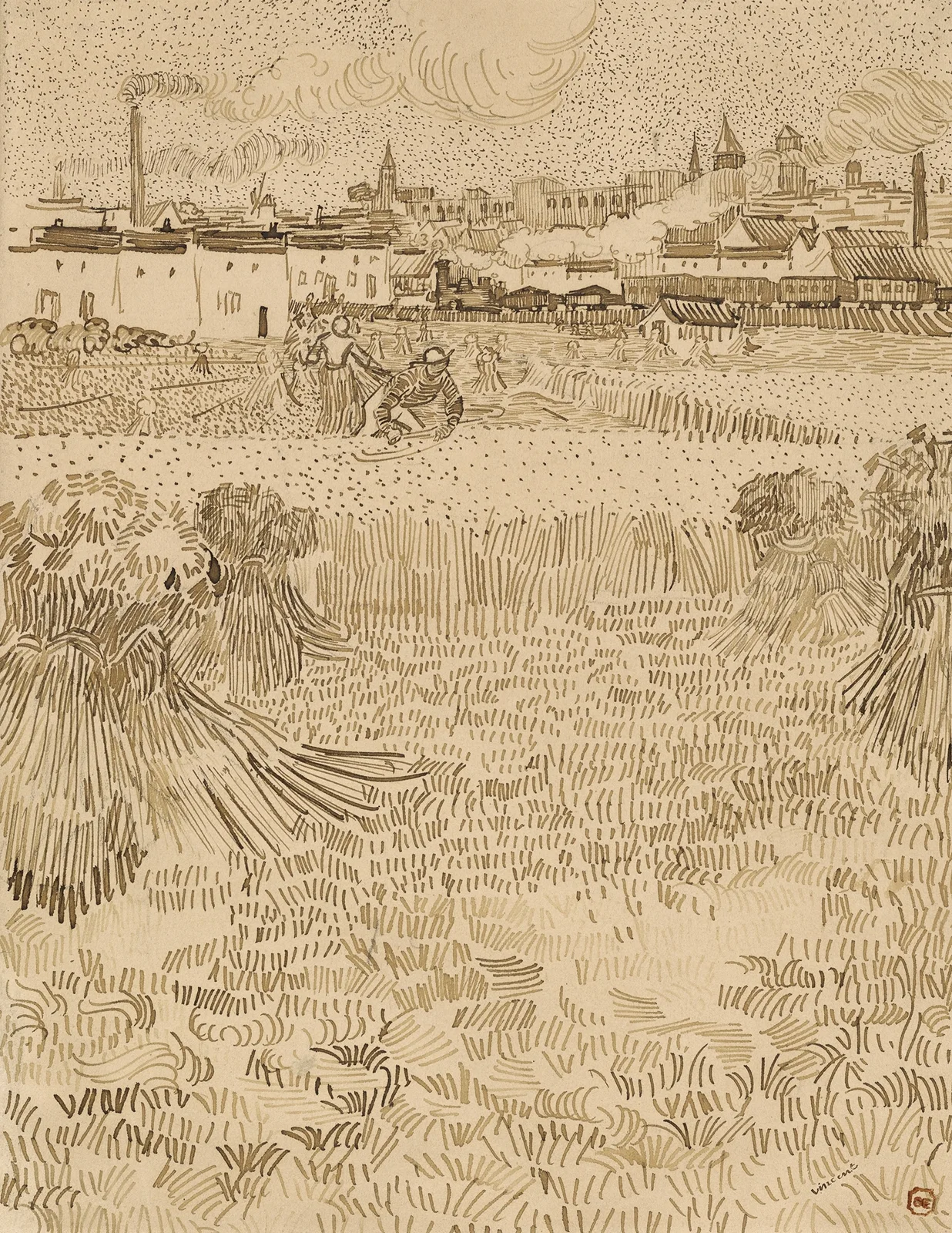 Arles; View from the Wheatfields av Vincent van Gogh