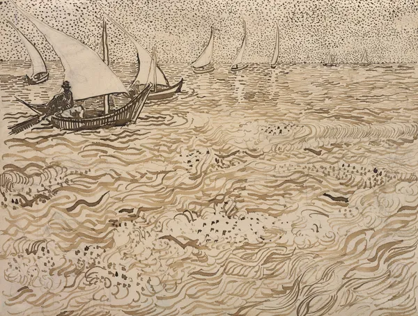 Boats at Saintes-Maries av Vincent van Gogh