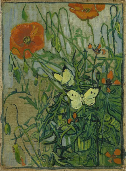Butterflies and poppies av Vincent van Gogh
