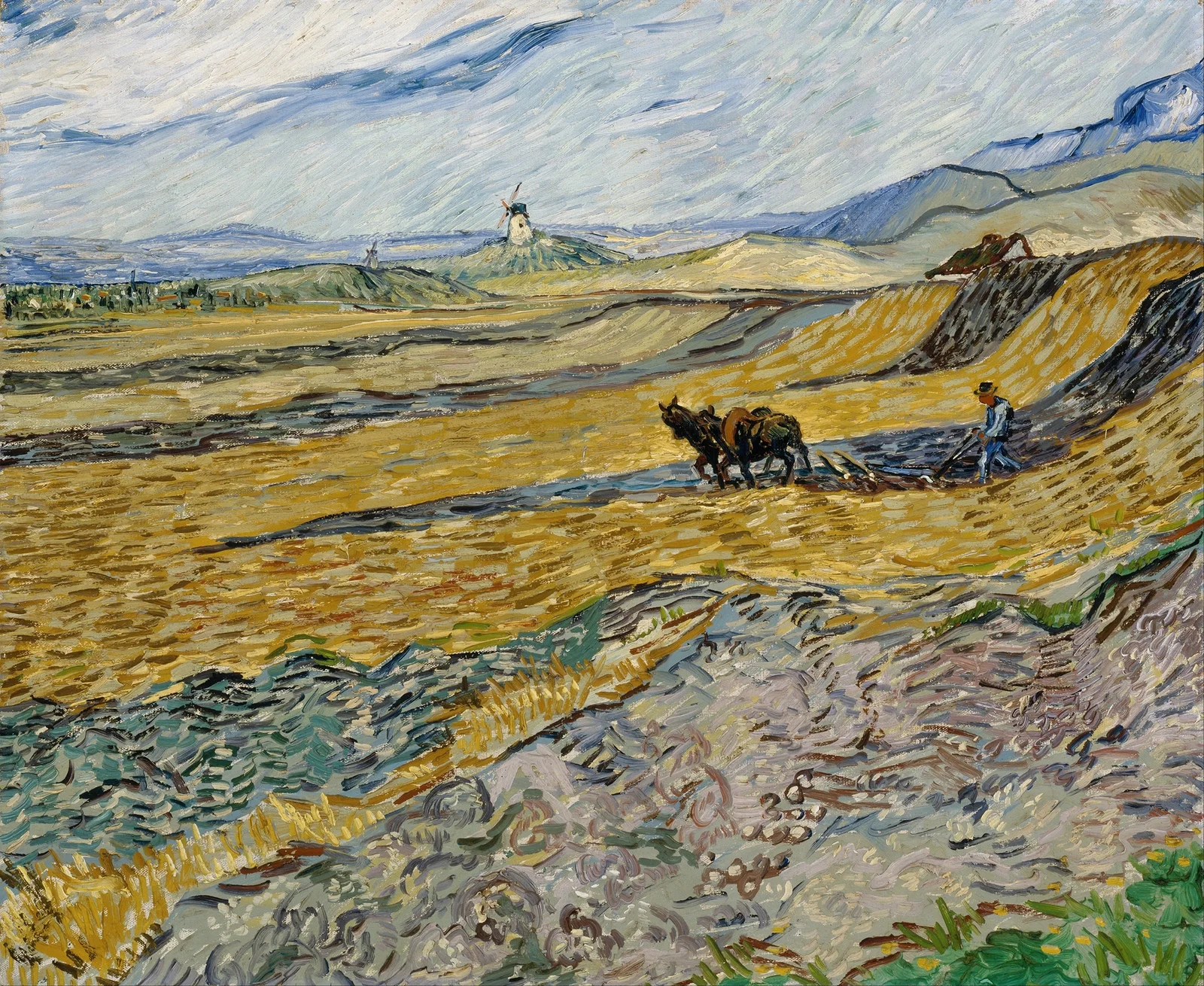 Enclosed Field with Ploughman av Vincent van Gogh