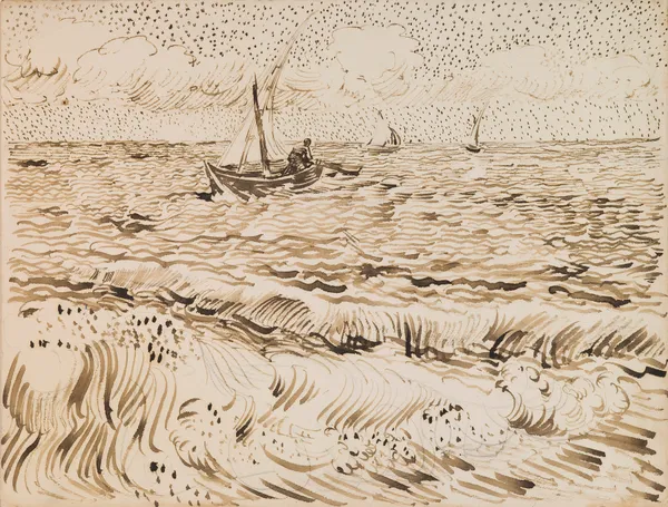 Fishing Boats at Saintes-Maries-de-la-Mer av Vincent van Gogh