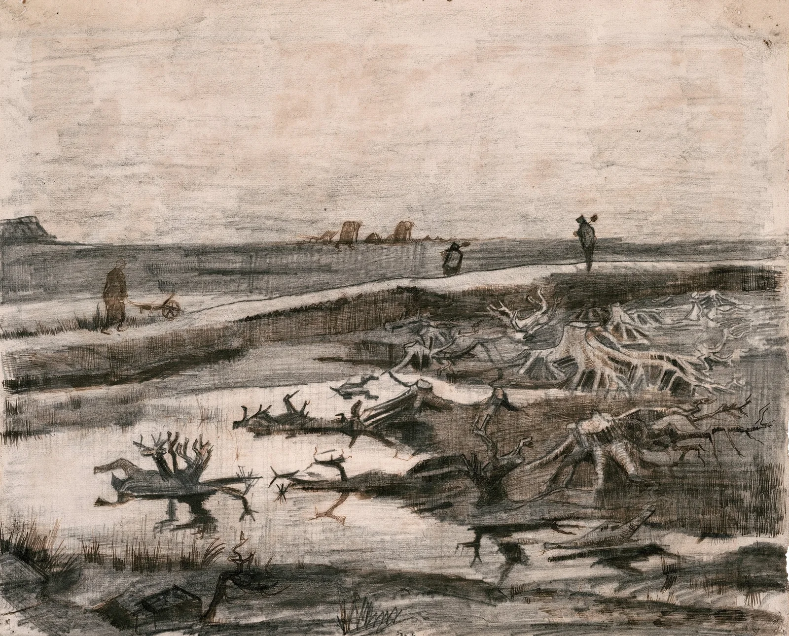 Landscape with Bog Trunks (Travaux aux Champs) av Vincent van Gogh