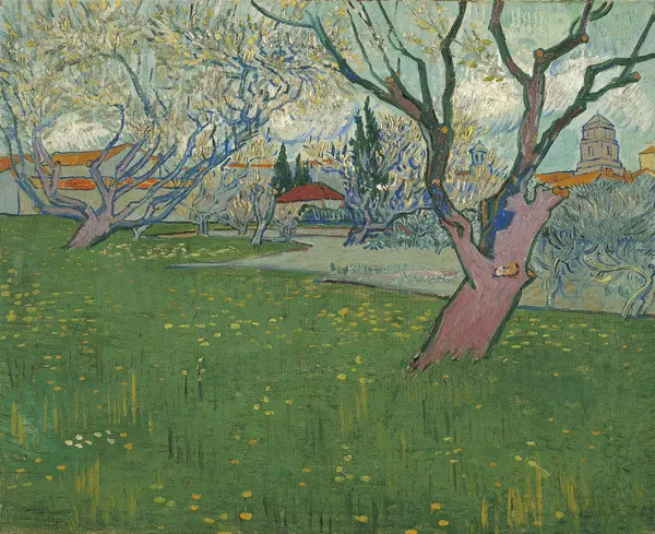 Orchards in blossom, view of Arles av Vincent van Gogh