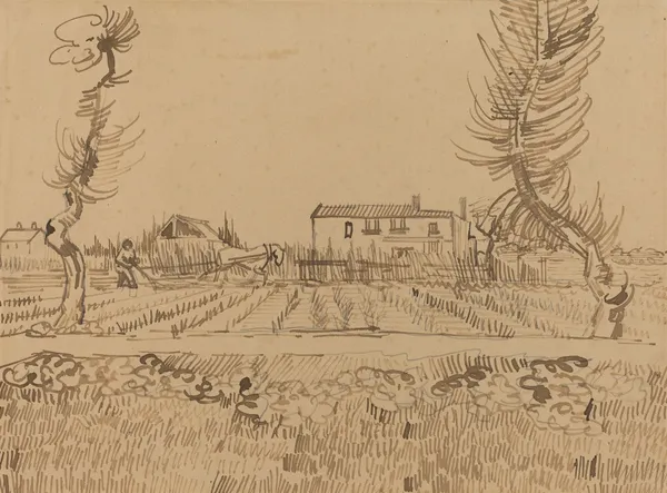 Ploughman in the Fields near Arles av Vincent van Gogh
